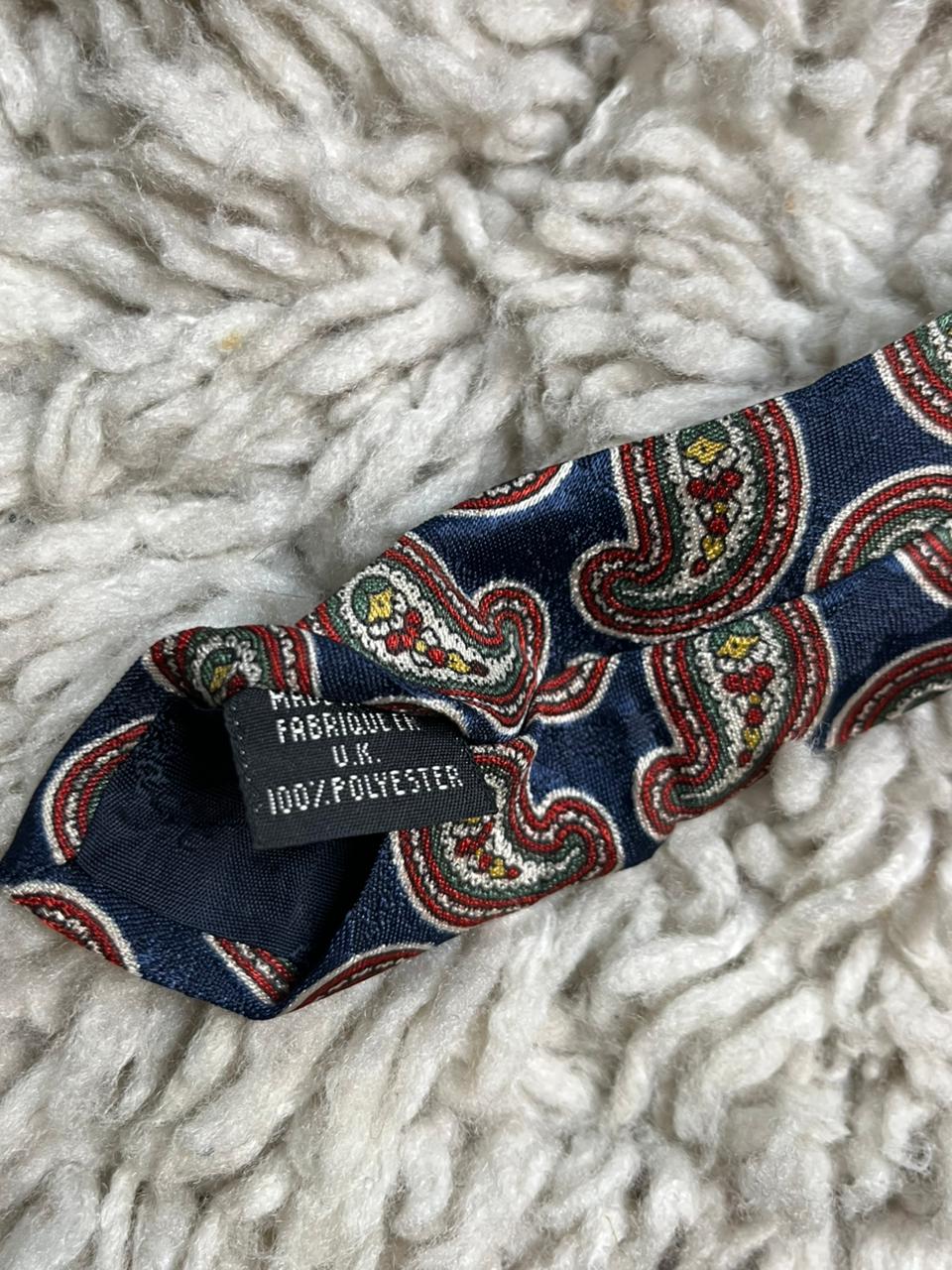 Havana Fashion Navy Blue Red Paisley Necktie Made in England