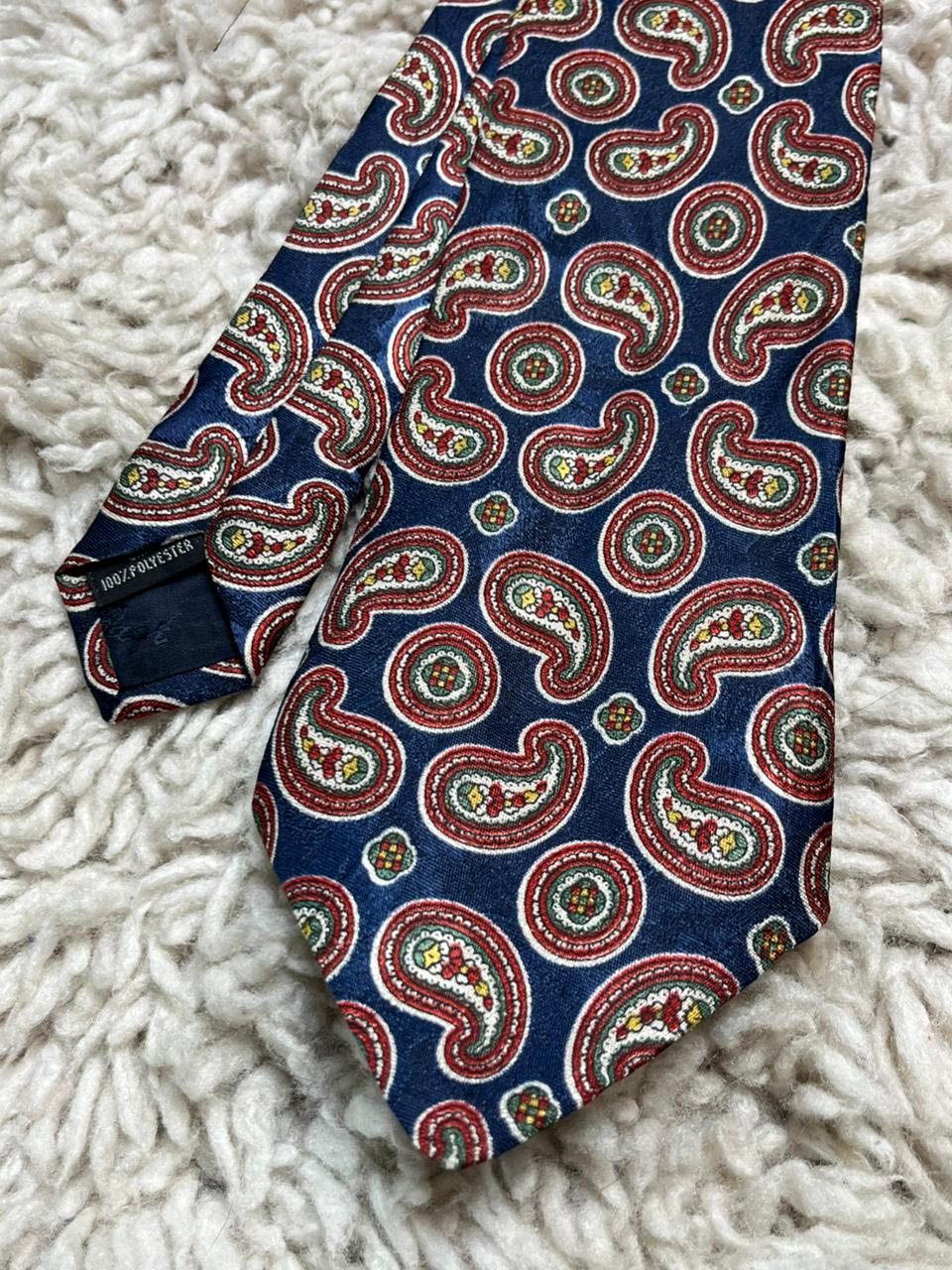 Havana Fashion Navy Blue Red Paisley Necktie Made in England