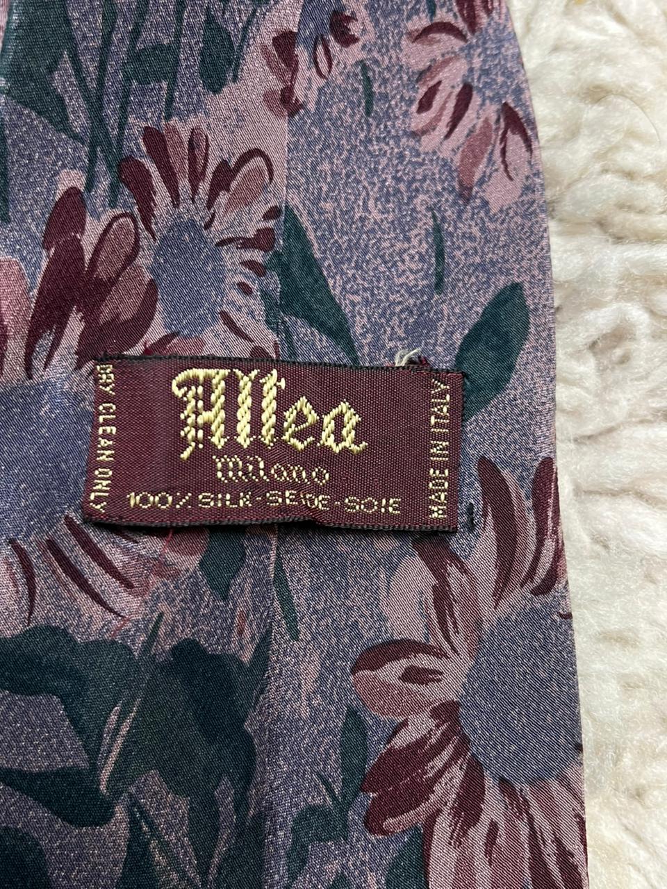 Altea Milano Mens Silk Tie Purple Mauve Pink Floral Botanical