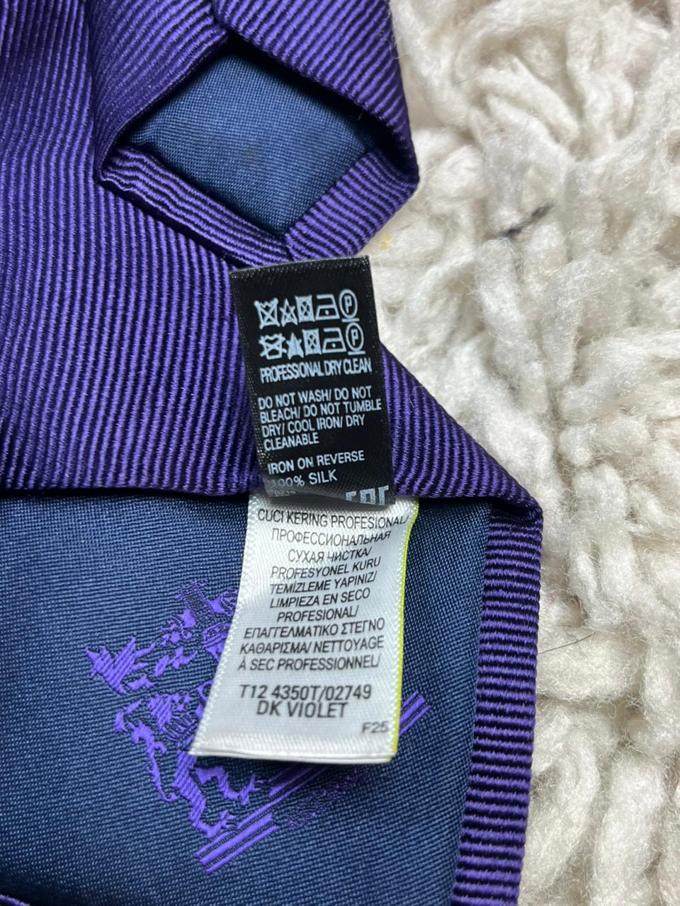 M&S Marks & Spencer Tie 100% Silk Deep Violet Textured