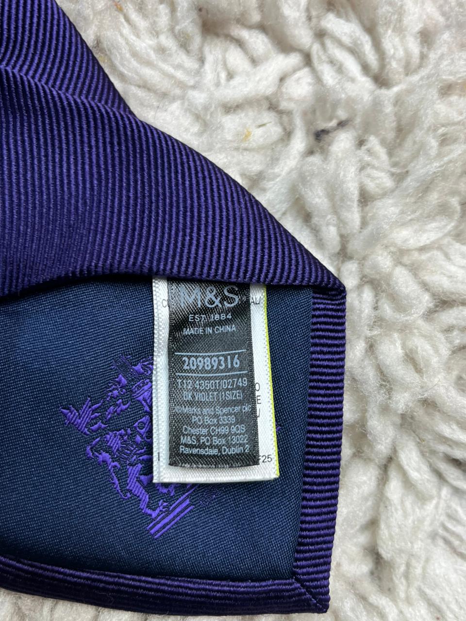 M&S Marks & Spencer Tie 100% Silk Deep Violet Textured