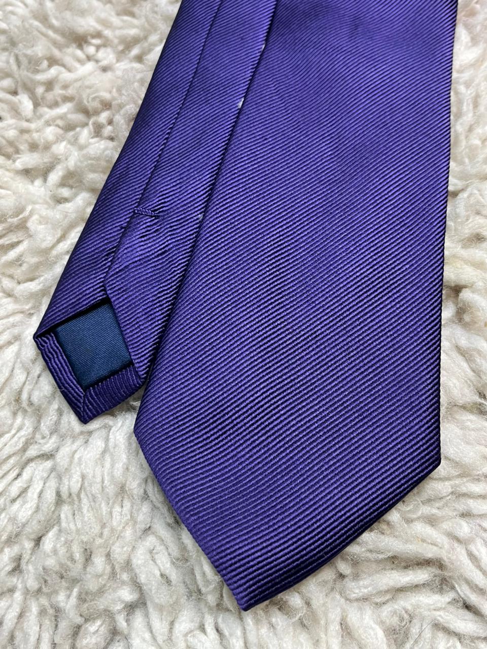 M&S Marks & Spencer Tie 100% Silk Deep Violet Textured