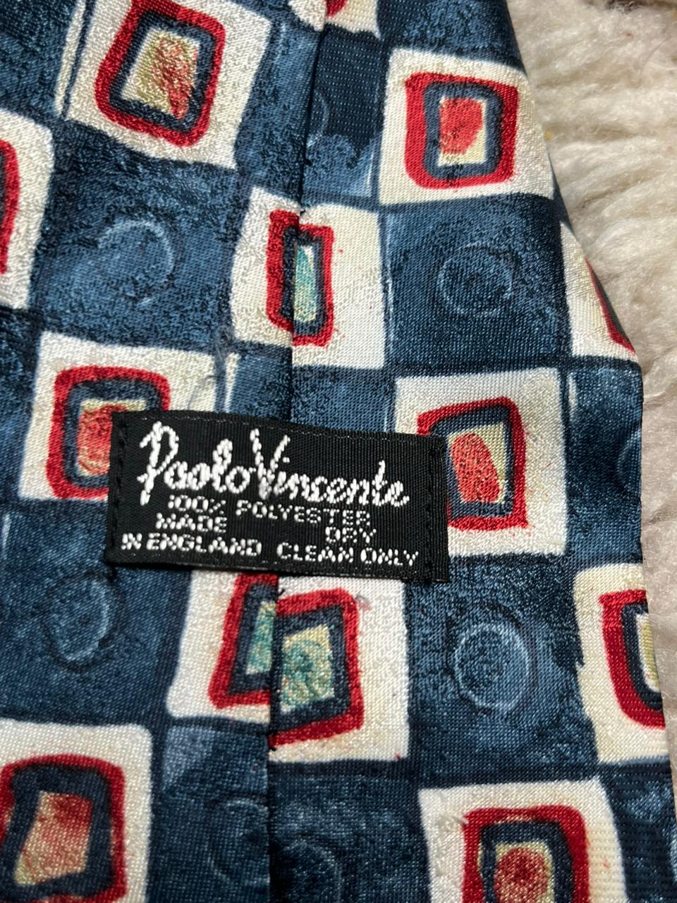 Paolo Vincente Men's Tie Blue Geometric Square Pattern