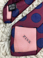 Thomas Pink Jermyn St London 100% Silk Tie Red Blue Polka Dot