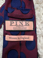 Thomas Pink Jermyn St London 100% Silk Tie Red Blue Polka Dot