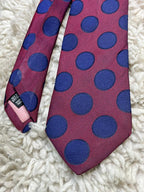 Thomas Pink Jermyn St London 100% Silk Tie Red Blue Polka Dot