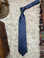 Korea Customs Service Silk Tie Wavy Zig Zag Stripe Korea Made