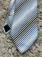 Racing Green 100% Pure Silk Tie Men's Multi Blue & Silver Diagonal Striped Tie