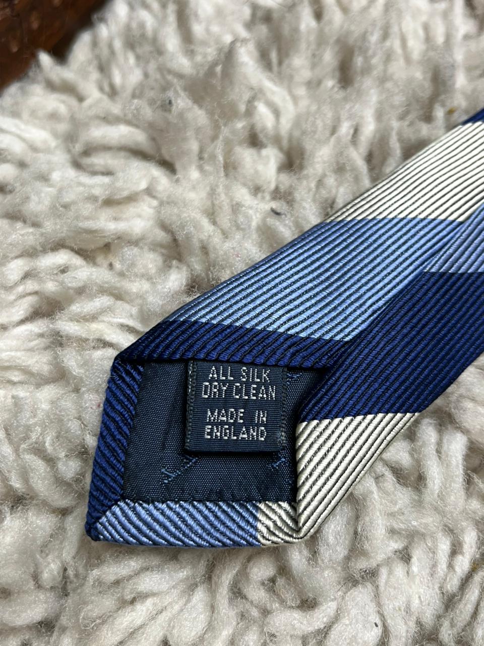 Charles Tyrwhitt Silk Tie Mens Blue Silver Striped Jermyn St London England