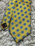 Charles Tyrwhitt Jermyn Street London Silk Tie Yellow Blue Herringbone Square