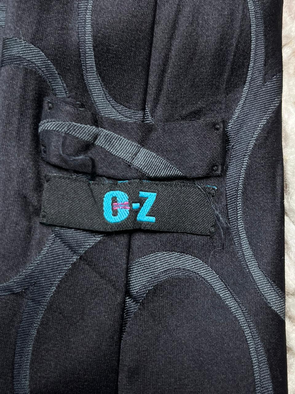 G-Z Black Silk Tie Mens Tonal Large Geometric Circle Pattern Interlocking Design