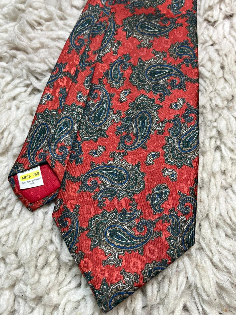 St Michael Vintage Red Paisley Tie 100% Polyester Classic Mens Necktie