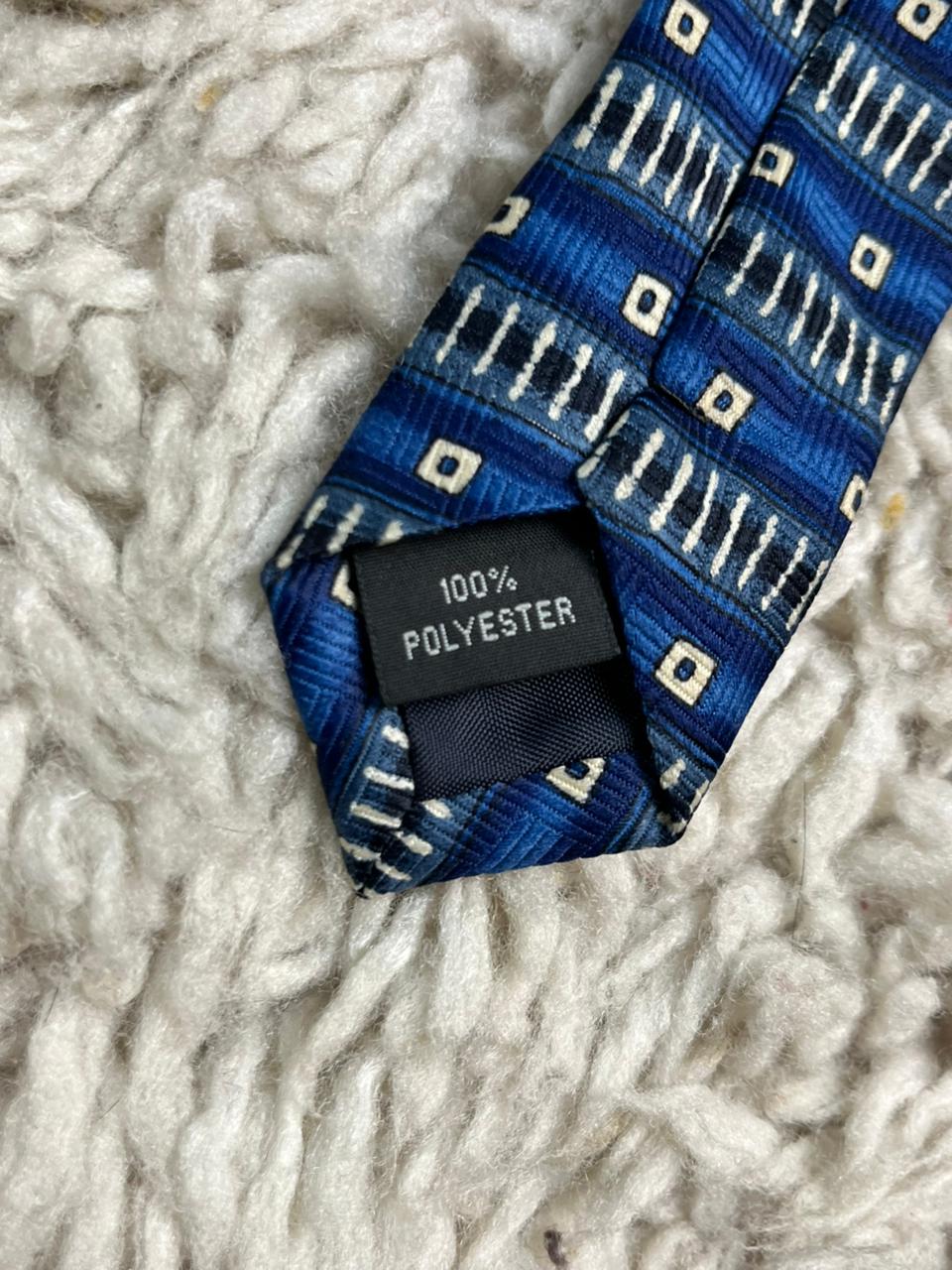 Ted Taylor Clothing Tie Mens Blue Geometric Square Stripe Pattern