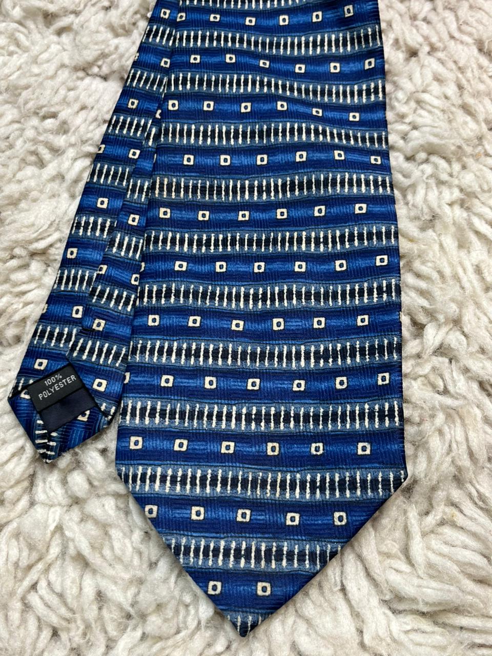 Ted Taylor Clothing Tie Mens Blue Geometric Square Stripe Pattern