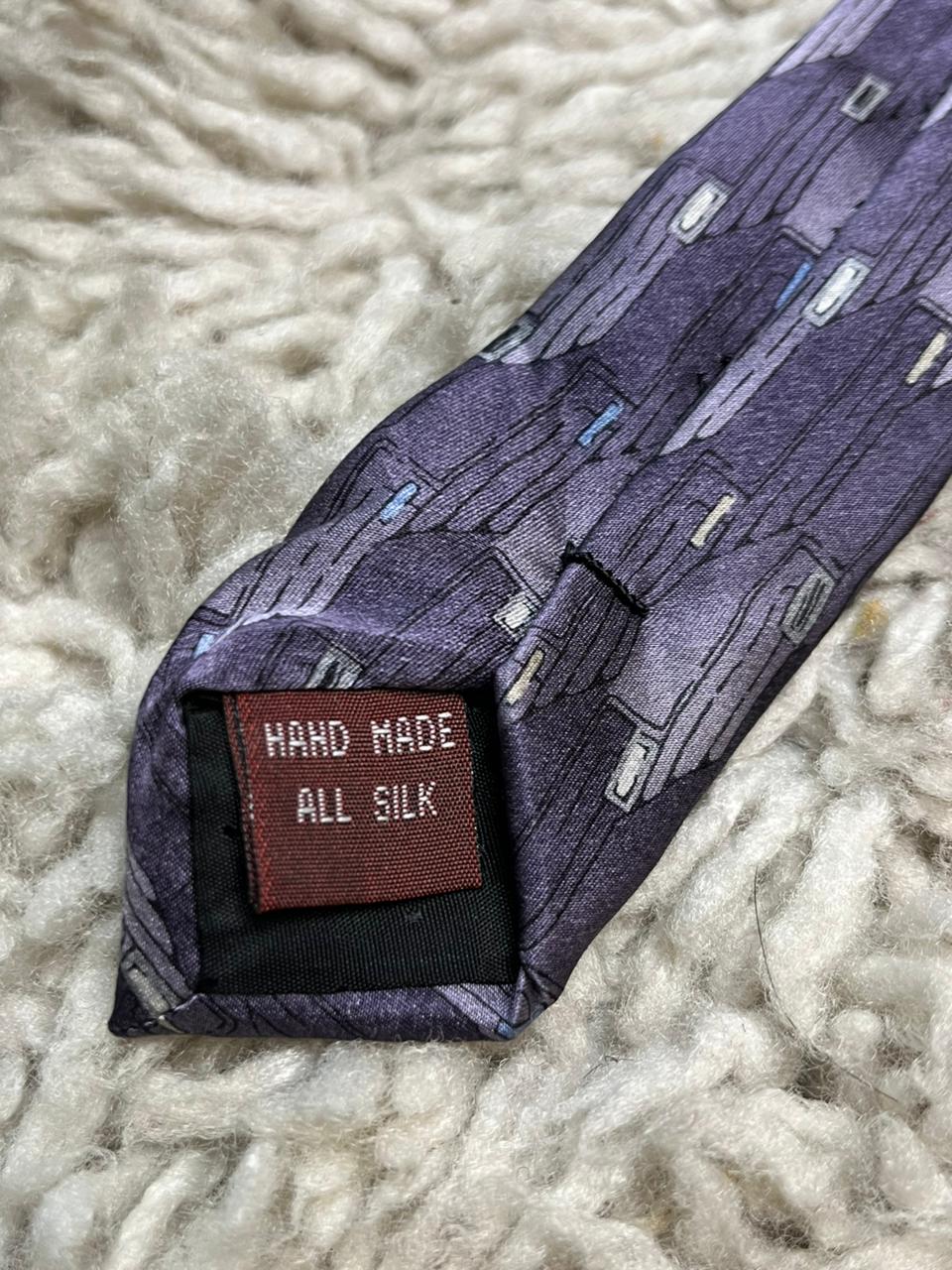 Umberto Bossi Roma Milano Purple Abstract Geometric Silk Tie Hand Made