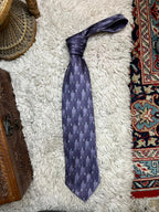 Umberto Bossi Roma Milano Purple Abstract Geometric Silk Tie Hand Made