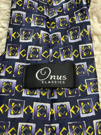 Onus Classics Men's Tie Navy Blue Purple Abstract Geometric Square Pattern