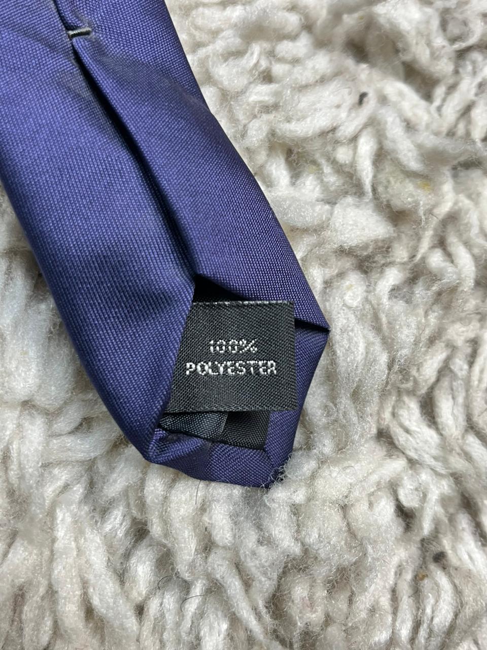 ZAZZI Men's Tie Navy Blue Solid Plain Satin Finish