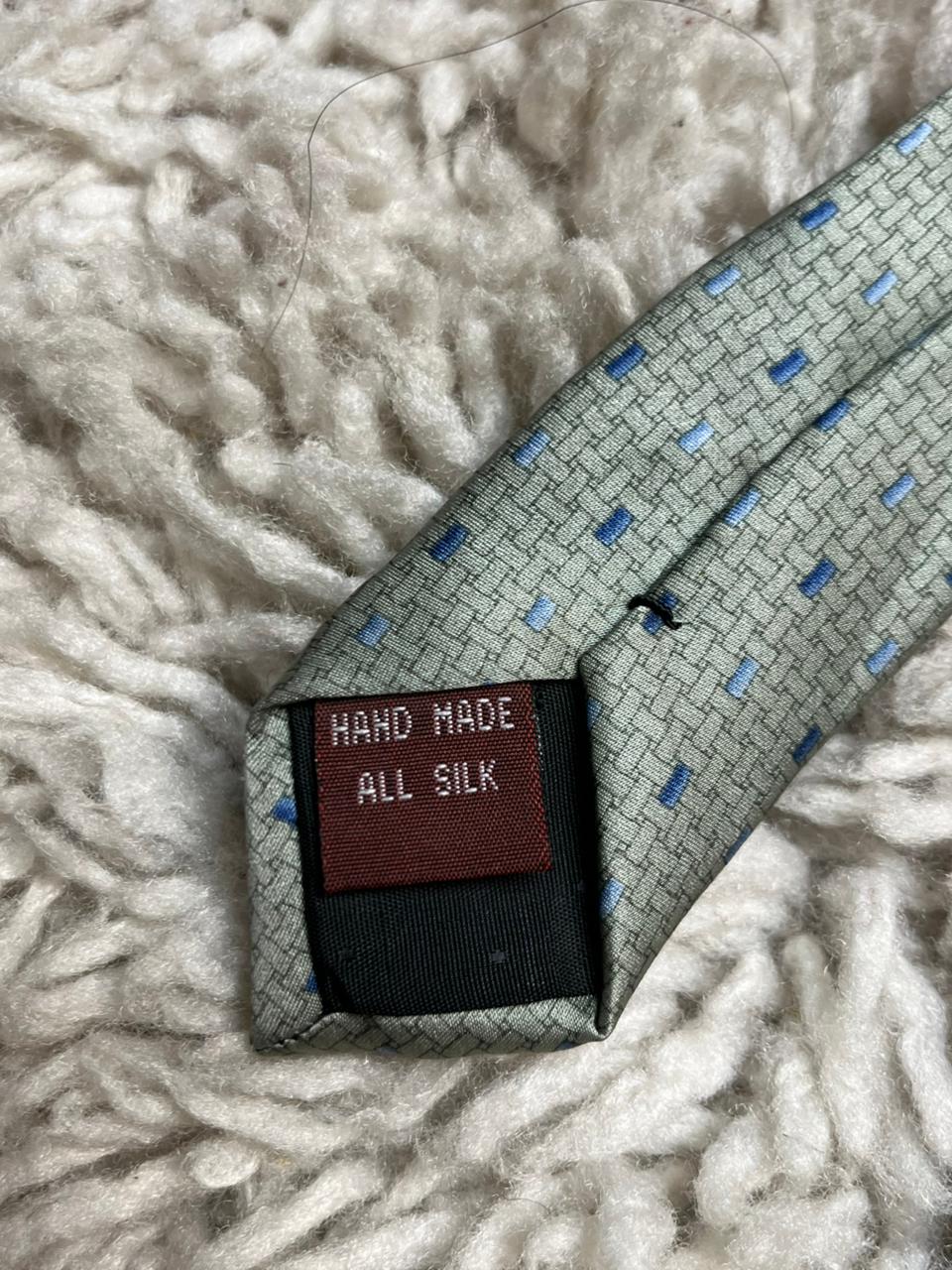 Umberto Bossi Roma Milano Tie Men's Blue Gray Geometric Silk