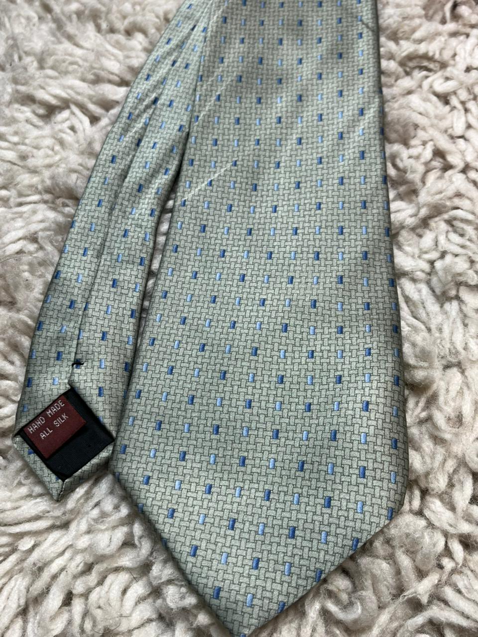 Umberto Bossi Roma Milano Tie Men's Blue Gray Geometric Silk