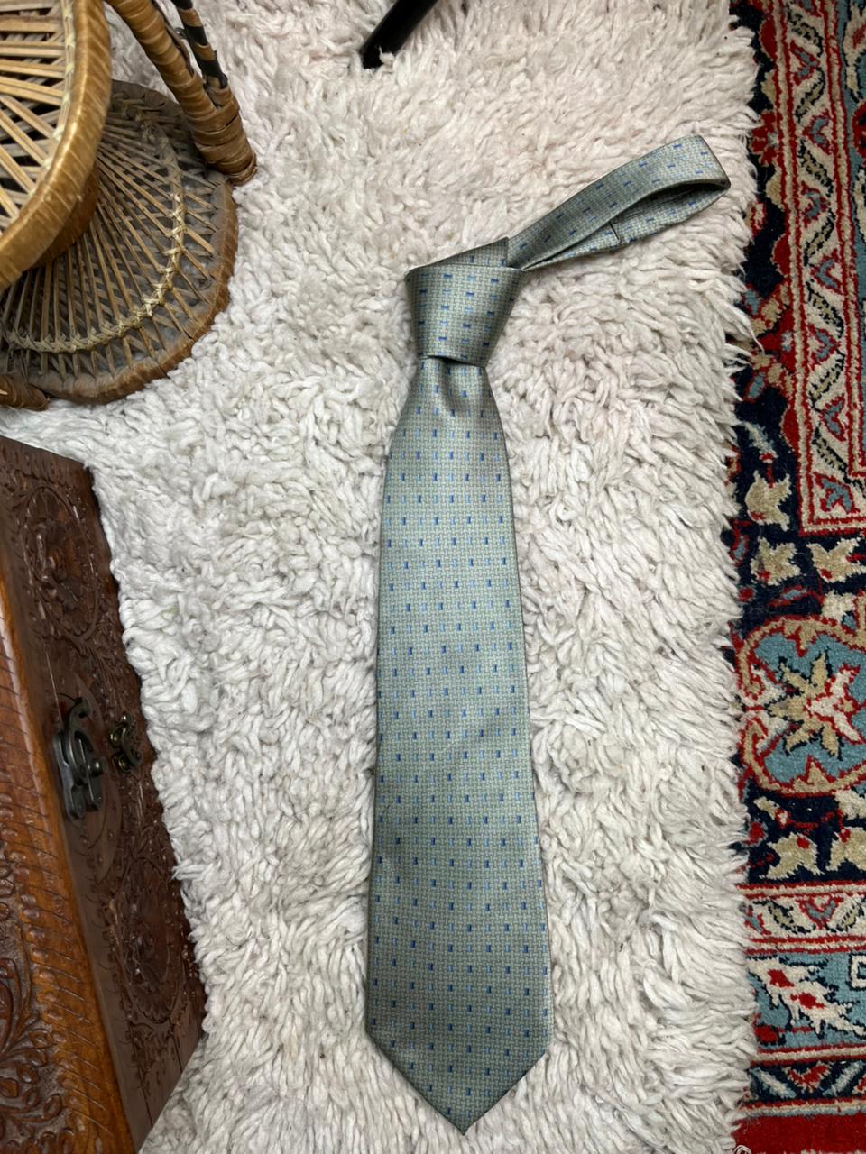 Umberto Bossi Roma Milano Tie Men's Blue Gray Geometric Silk