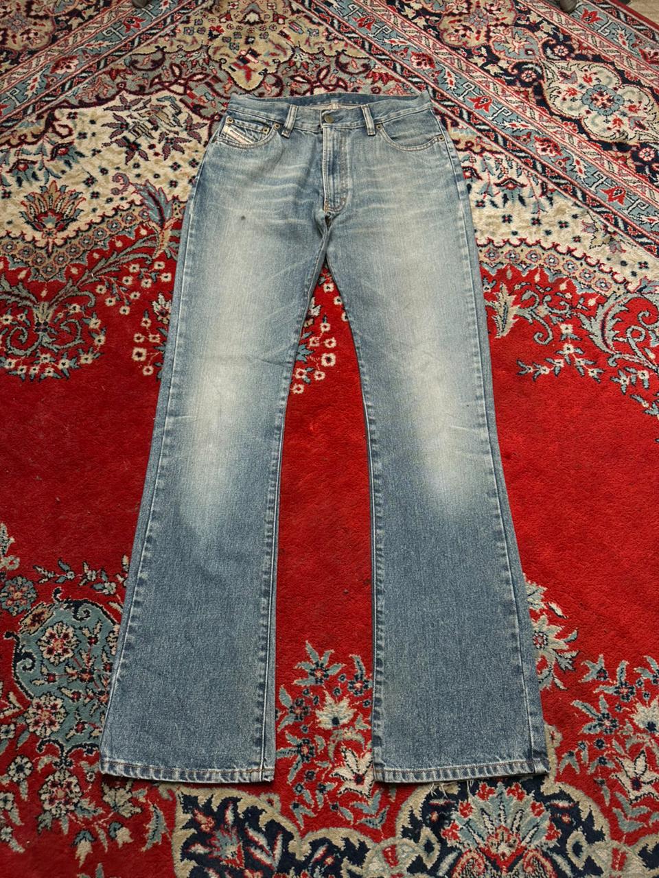 DIESEL WOMEN WASHED LIGHT BLUE BOOTCUT NONSTRETCH DENIM PANTS