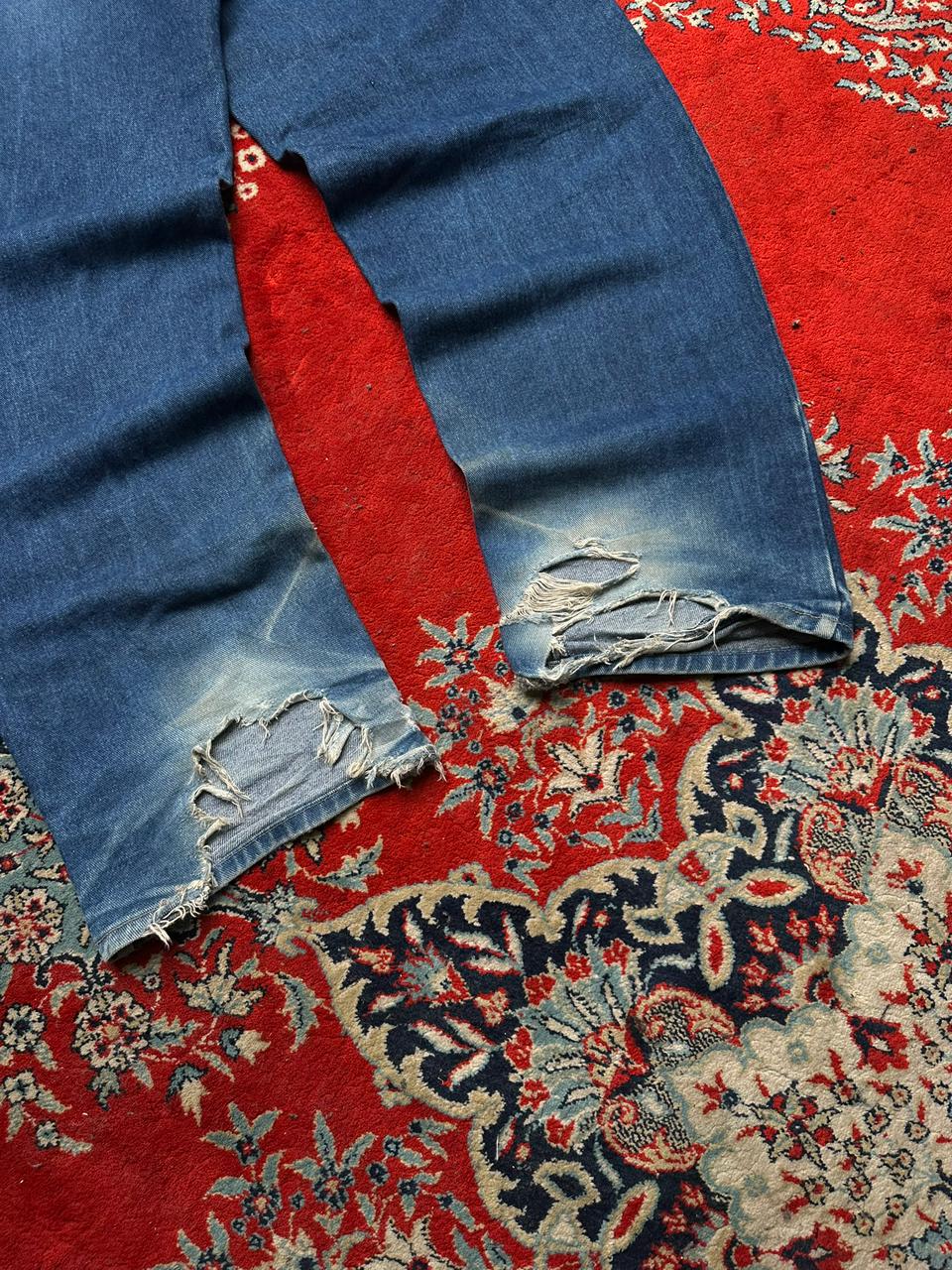 DROORS DENIM BAGGY HEAVYWEIGHT THRASHED DENIM PANTS