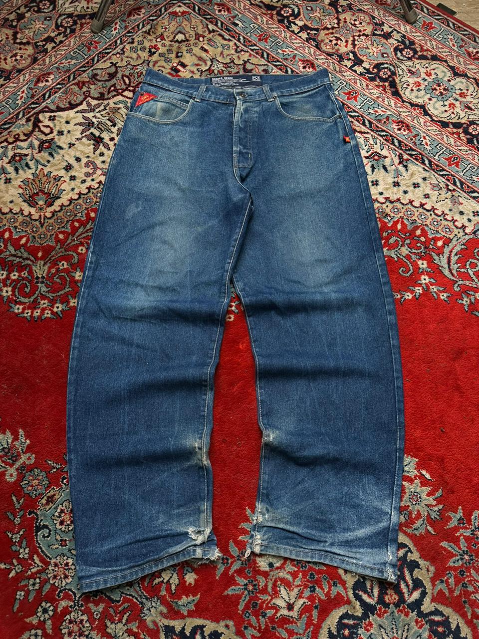 DROORS DENIM BAGGY HEAVYWEIGHT THRASHED DENIM PANTS