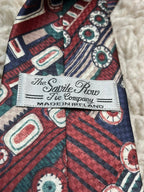 Savile Row Tie Co Ireland Men's Tie Red Green Geometric Abstract Polyester