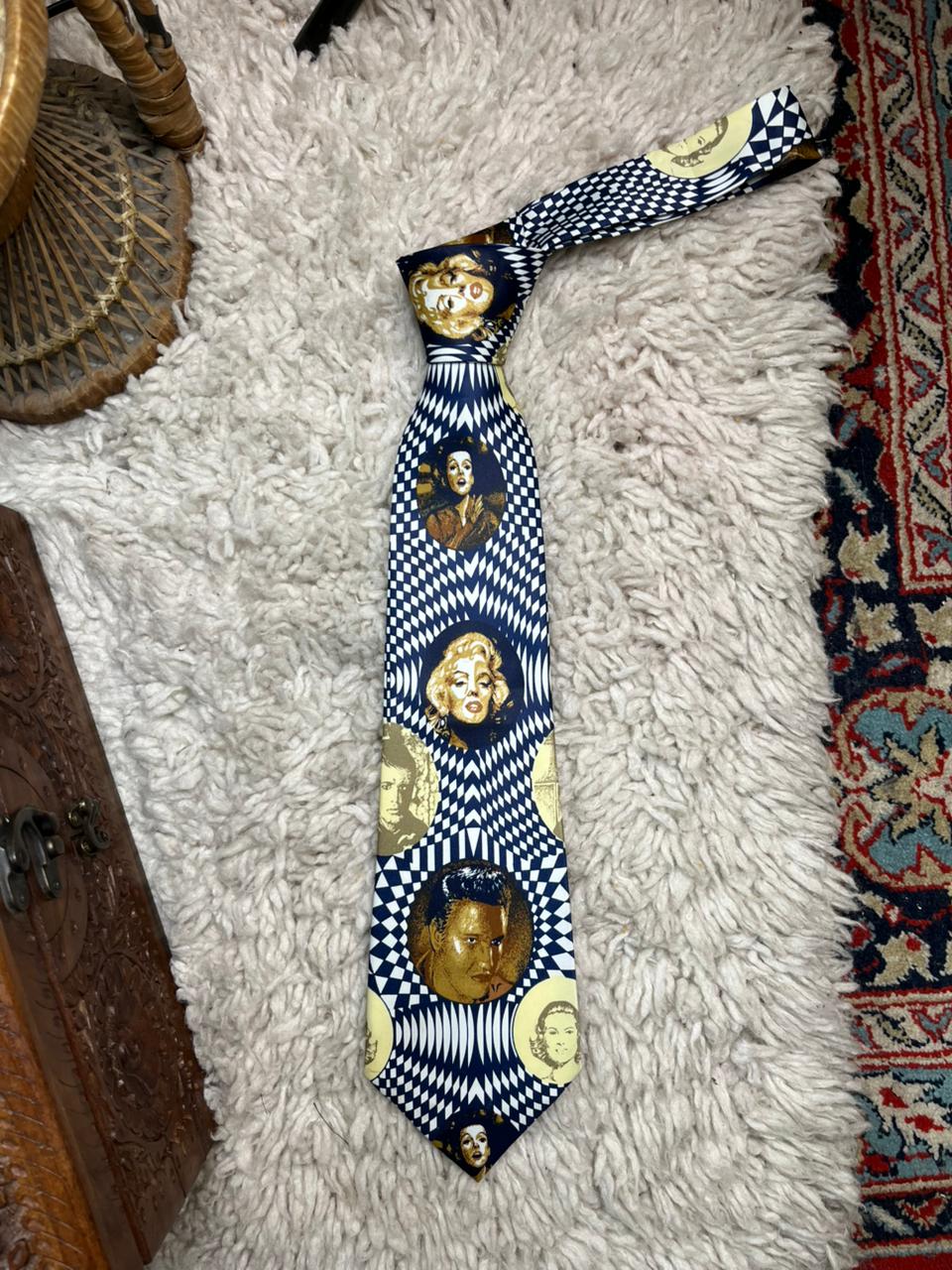 Rene Chagal Myung Ju Silk Tie Blue White Checkered