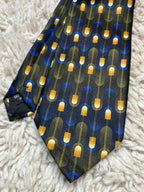Tootal Vintage Men's Tie Blue Gold Geometric Mod Retro Pattern