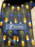 Tootal Vintage Men's Tie Blue Gold Geometric Mod Retro Pattern