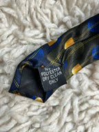 Tootal Vintage Men's Tie Blue Gold Geometric Mod Retro Pattern
