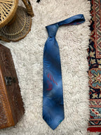 Canda C&A Men's Tie Blue Abstract Geometric Pattern Retro 90s Style
