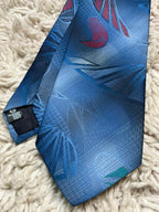 Canda C&A Men's Tie Blue Abstract Geometric Pattern Retro 90s Style