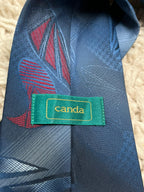 Canda C&A Men's Tie Blue Abstract Geometric Pattern Retro 90s Style
