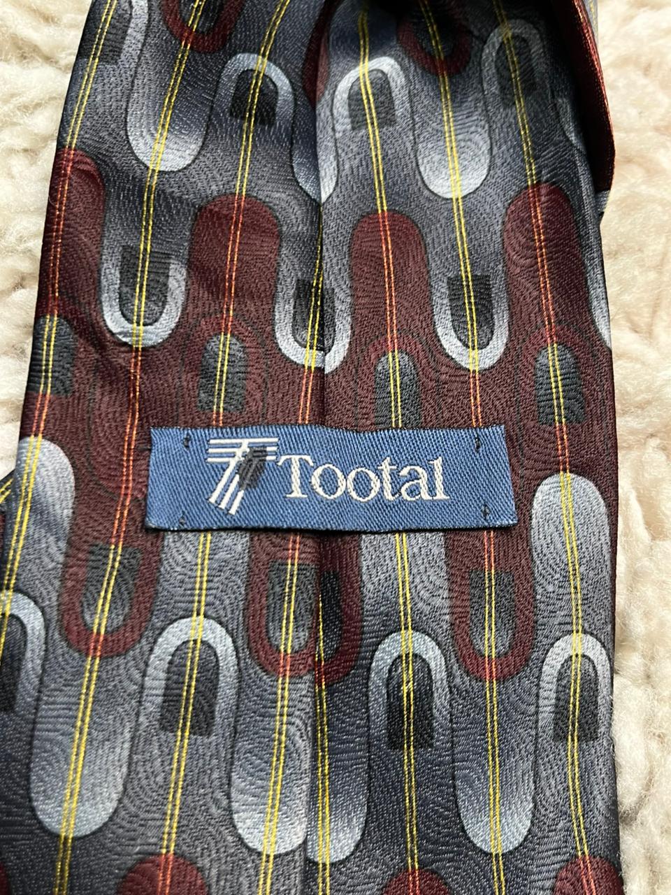 Tootal Vintage Men's Tie Burgundy Maroon Grey Geometric Mod Retro Pattern