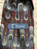 Tootal Vintage Men's Tie Burgundy Maroon Grey Geometric Mod Retro Pattern