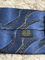 Carnaval De Venise Men's 100% Silk Tie Blue Gold Swirl Abstract Pattern Italy
