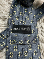 Michaelis Men's Tie Grey Yellow Geometric Diamond Pattern Retro 90s Style