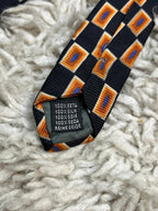 Giorgio Passigatti Italy 100% Silk Tie Black Orange Abstract Rectangle Geometric