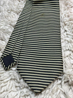 Paolo Vincente Mens Necktie Black & Gold Micro Stripe Classic