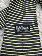 Paolo Vincente Mens Necktie Black & Gold Micro Stripe Classic