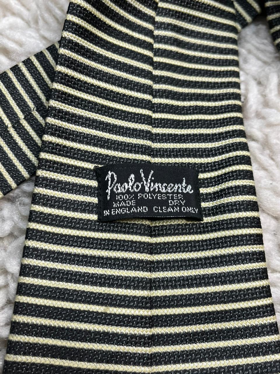 Paolo Vincente Mens Necktie Black & Gold Micro Stripe Classic