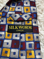 Silkworm London 100% Silk Men's Tie Hand Made Geometric Square