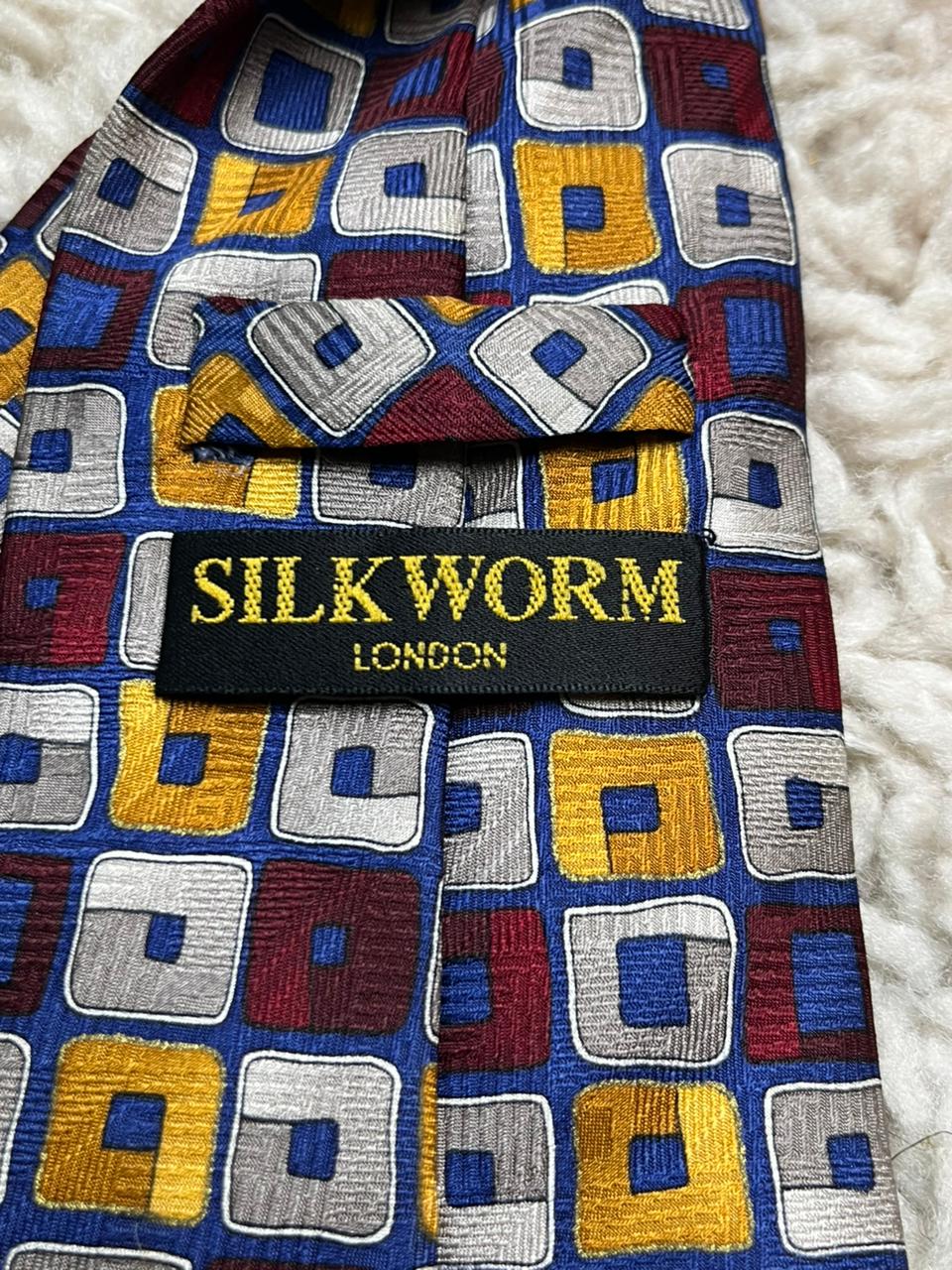 Silkworm London 100% Silk Men's Tie Hand Made Geometric Square