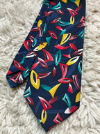 Slater Menswear Tie Made in UK Vintage Abstract Geometric Navy Blue Red Yellow