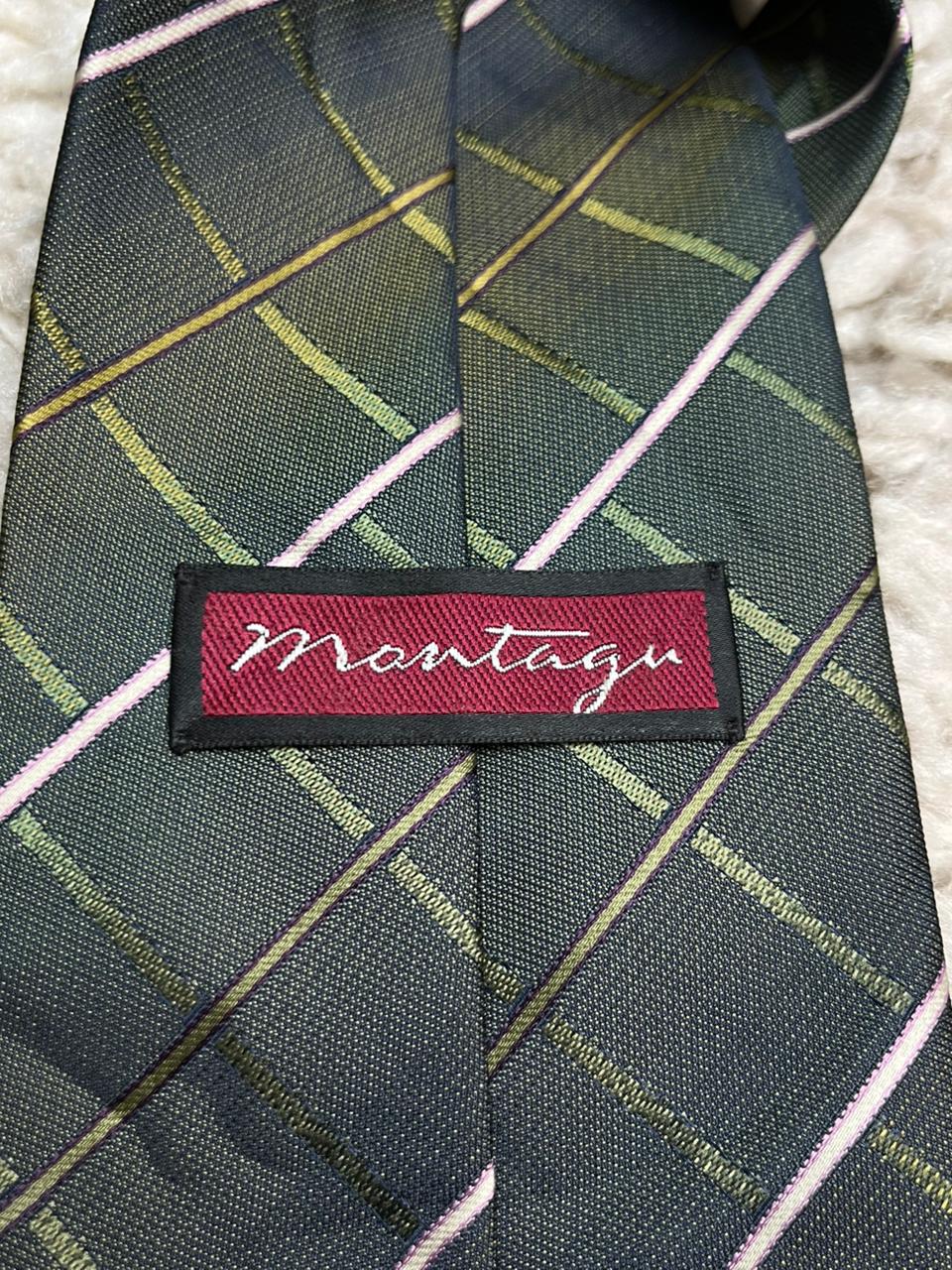 Montagut Men's Tie Green Plaid Check Pattern 100% Polyester