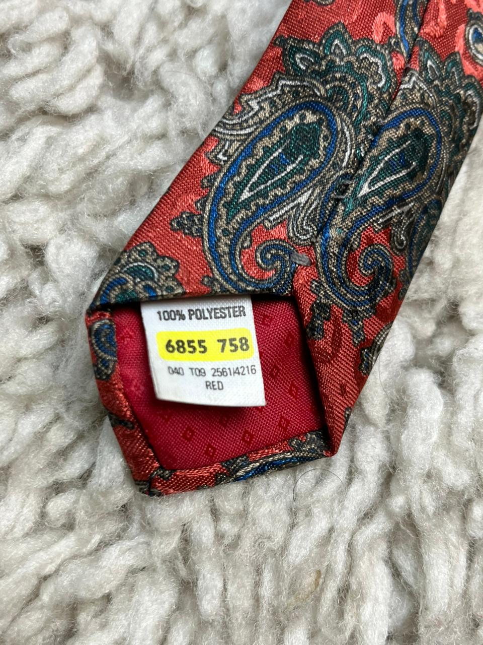 St Michael Vintage Red Paisley Tie 100% Polyester Classic Mens Necktie