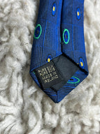 Zazzi Men's Silk Tie Ireland Blue Green Yellow Geometric Oval Pattern